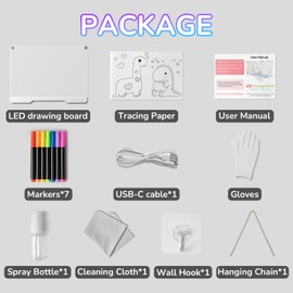 16" Rechargeable LED Drawing Board for Kids,MIXVOVA Light Up Drawing Tablet with 7 Colors & 4 Modes,Dry Erase Doodle Glow LED Note Board with 7 Markers,Christmas Birthday Children's Day Gifts for Kids