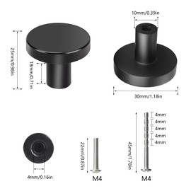 YSDMY 12 Pcs Black Cupboard Knobs,Black Door Knobs Cupboard Handles 30mm Round Black Cupboard Handles with Two Different Size Screws, Antique Knobs Pull Handle for Cupboard Wardrobe Furniture Hardware