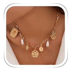 YUEXNKO Boho Starfish Necklace, Charm Necklace for Women, Shell Necklace, Unit size, Metal, No Gemstone