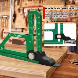 Table Saw Height Gauge Ruler, Adjustable 0-60mm Precision Depth Measuring Tool Depth Gauge with Metric & Inch Scale Setting Gauge for Router, Drill Press