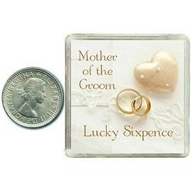 Lucky Wedding Sixpence Coin for Mother of The Groom & Traditional Thank You Gift idea. Fun Wedding Day Favour Keepsake Gift for your Mum or Mother in Law
