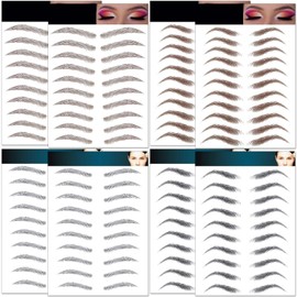 Eyebrow Tattoo Stickers 82 Pairs, 8 Sheets Eyebrow Temporary Tattoo Peel Off Sticker Waterproof 6D Hair-Like False Instant Transfer False Brows Makeup for Women, Girls | Natural Strokes, Shaping