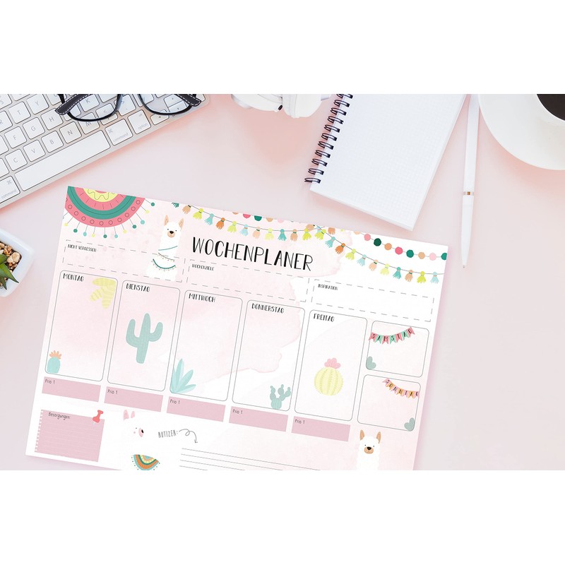 Friendly Fox Weekly Planner Pad Lama, 1 x DIN A4