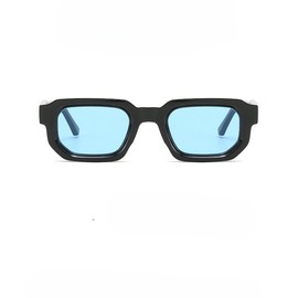 WDZAYXC Vintage Rectangular Sunglasses for Women Men Rectangle Sunglasses Retro Glasses UV400 Protection, black blue