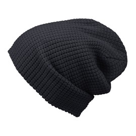 Morehats Embossed Knit Slouchy Beanie Winter Warm Ski Skater Hip-hop Hat - Navy
