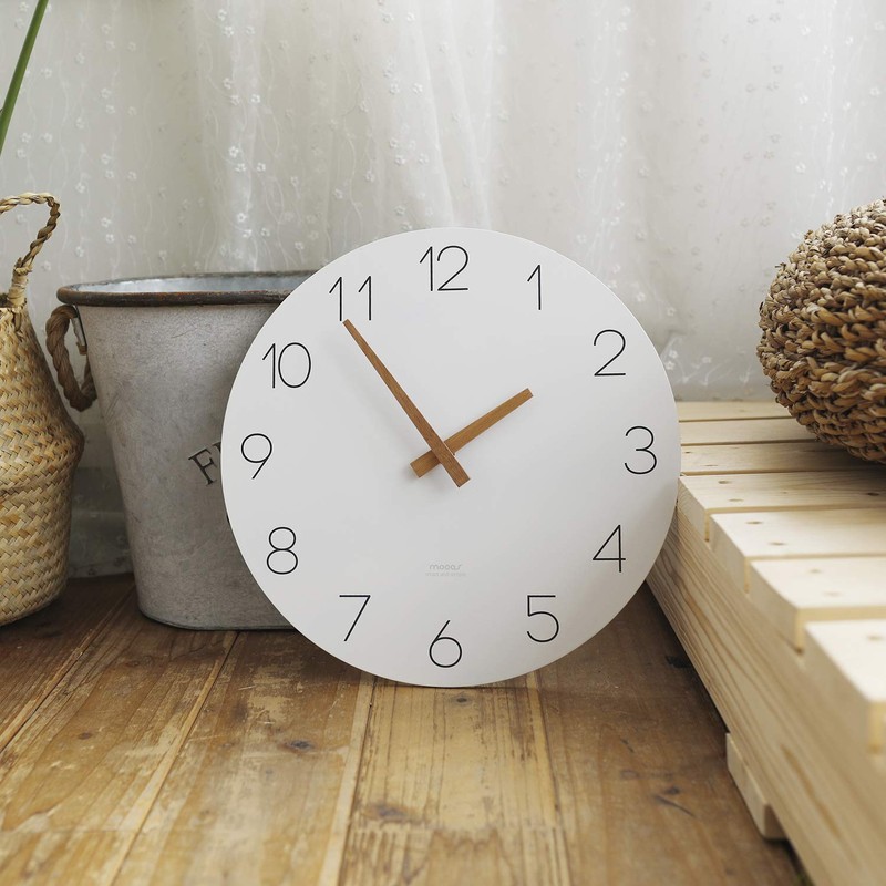 mooas Flatwood Wall Clock, Analog Wall Clock, Silent Non-Ticking 12