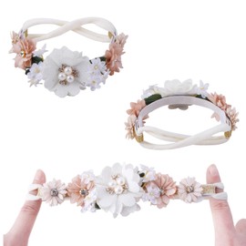 BFNAAgirl Flower Headband for Baby Girl Elastic Baby Floral Headbands Crown Hairbands Hair Accessories for Newborn Infant Toddlers Kids 3pcs/set