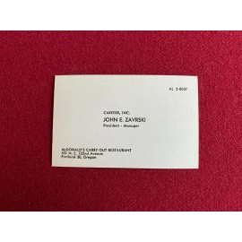 McDonald's 1960's, McDonald's, Vintage Business Card  (Scarce / Vintage)