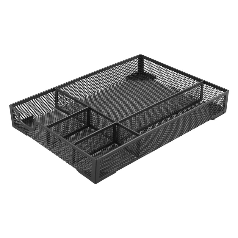Metal Mesh Drawer Organizer Tray 5 Grids Multipurpose Stable Prevent