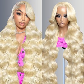 NBRUW 34 Inch 613 13x6 Lace Front Wig Human Hair 200 Density 613 HD Lace Frontal Wigs 13x6 Body Wave Blonde Wigs Human Hair Pre Plucked with Baby Hair for Women