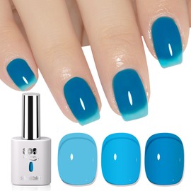 YTD Likomey Jelly Blue Gel Nail Polish,15m Sheer Translucent Fine Pigment UV Nail Gel,Salon Home DIY Nail Art Manicure and Pedicure Fall Winter Color Varnish,CS483