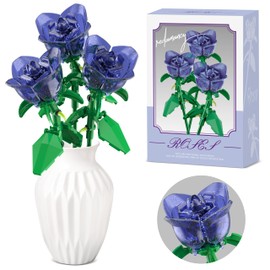 Sopu Bouquet of Roses, Artificial Flowers for Home Décor, Gift for Her or Him for Anniversary Valentine's Day Christmas Mothers Day Birthday Botanical Collection for Home/Office (120Pcs Blue)
