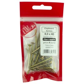TIMco 50080CHYP PZ CSK ZYP Chipboard Screw 5.0 x 80 - Yellow (Pack of 6)