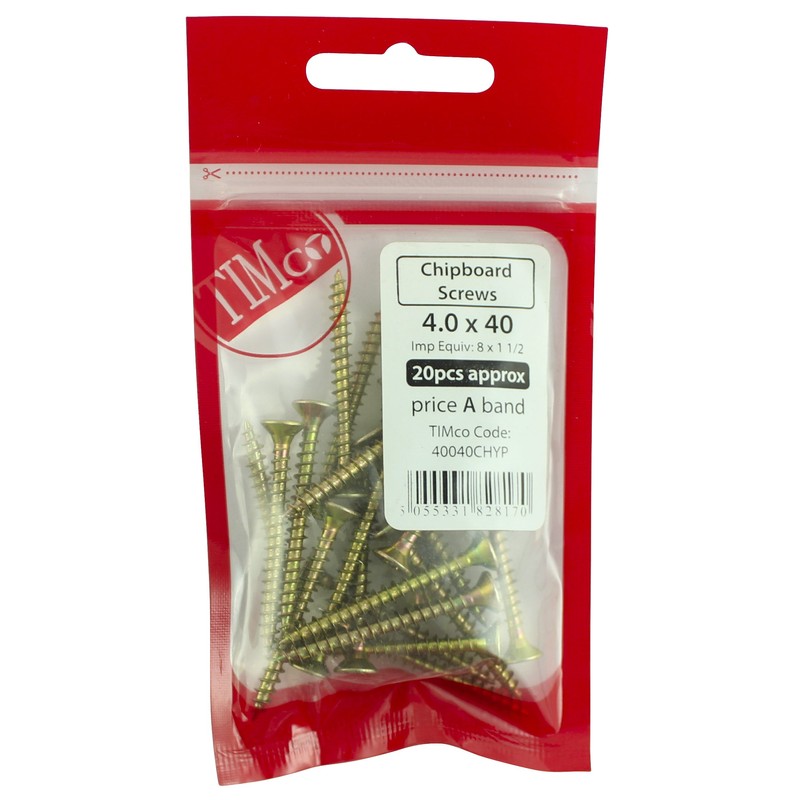 TIMco 50080CHYP PZ CSK ZYP Chipboard Screw 5.0 x 80