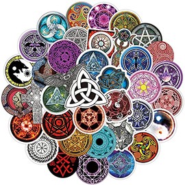 Viking Totem Stickers 50 Pcs Waterproof Vinyl Runic Compass Decals for Water Bottle Laptop Skateboard Phone Guitar Computer Luggage Car Bike Hard Hat Suitcase