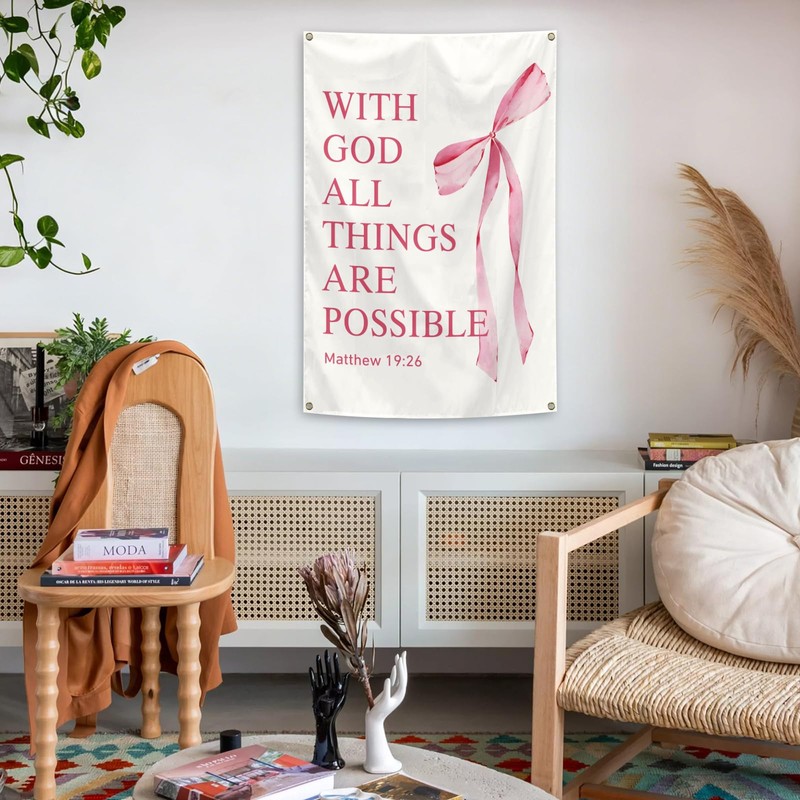 verrlia Christian Tapestry with God All Things Are Possible 2x3