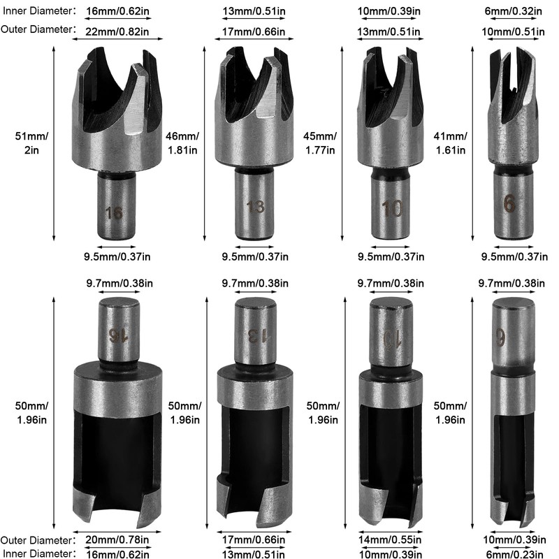 23Pcs Countersink Drill Bit Set,6 Countersink Drill Bits, 7 Three