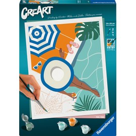 Ravensburger CreArt 25523 Pool Time Painting by Numbers Adults, DIY Painting Set with Brush and Acrylic Paints, Gift for Women and Men, Painting for Adults