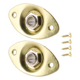 CENPEK 2 Pack Gold Thick Oval Dented Electric Guitar Jack Output Plate Socket for Fender Stratocaster Telecaster Replacement Hardware​.