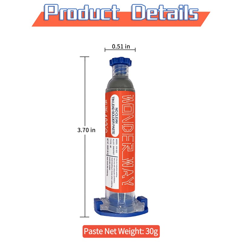Wonderway Sn63/Pb37 T4 Tin Lead Solder Paste No Clean, 183℃