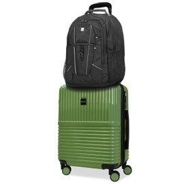 World Traveler Dejuno Tonal Lightweight Polycarbonate Hardside Expandable Spinner Luggage Suitcase with TSA Lock, Matcha, 20" Carry-On & 19" Backpack