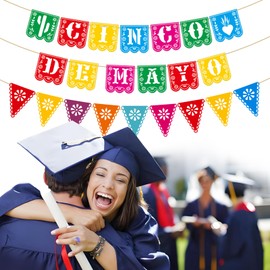 DONCIDAY Mexican Cinco De Mayo Party Decorations Burlap Fiesta Banner Dia De Los Muertos Decor Day of the Dead Themed Party Decorations Supplies