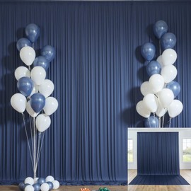 Htper 10x12 ft Navy Blue Backdrop Curtain for Wedding Parties, Wrinkle Free 2 Panels 12 ft Long Polyester Photo Backdrop Drapes Back Drop Cloth for Birthday Photography Background Party Backdrop