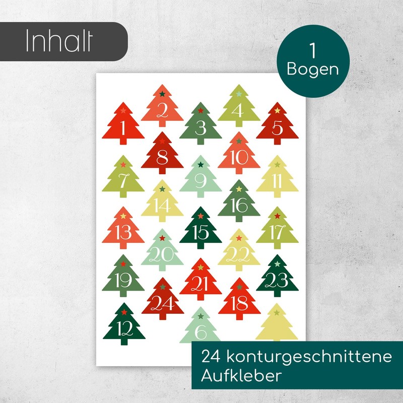 Christmas Tree Sticker Set DIY I 24 Advent Calendar Number