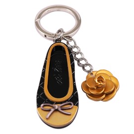 Laport Bag Charm Keychain Shoes, Acrylic, Toe Shoes, Ballet, Shoes, Cute, Ribbon, Plastic, Lightweight, Stylish, Pop, Colorful, black/gold, Free size