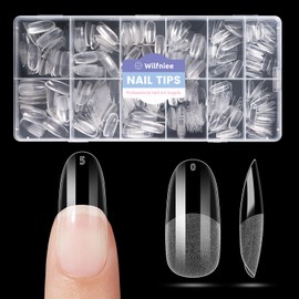 Medium Oval Round Nail Tips: 504Pcs Pre-shaped Full Cover Clear Gel Nails Tip, 12Sizes Acrylic Fake Press on Nail Tips for False Extension Manicure Salon DIY at Home