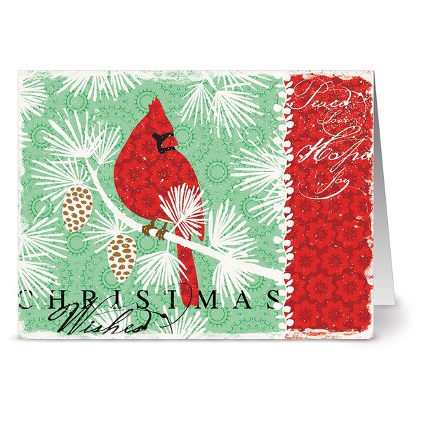 Note Card Cafe Christmas Card Assortment with Red Envelopes | 24 Pack | Christmas Wishes | Blank Inside, Glossy Finish | Set for Holidays, Winter, Gifts, Presents, Secret Santa, Work Parties
