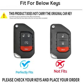 OVIOBOER for Jeep Key Fob Cover with Keychain Black Soft TPU Protection Case for Wrangler JLU JL Gladiator Rubicon JT Car Flip Smart Remote Key (For Jeep B)