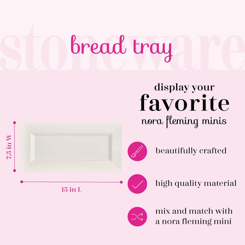 Nora Fleming Stoneware Bread Tray - Serving Platter for Appetizers,