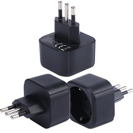 Europe to Italy/Chile Plug Adapter, EU Schuko Plug Fit to Italian/Chilean Female, Europe/Germany/French Type C/E/F Plug to Type L Travel Plug Converter (Pack of 3)