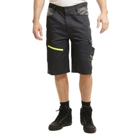 Lee Cooper LCSHO811 Men's Workwear Reflective Hi-Vis Detail Multi Pocket Work Cargo Shorts, Black/Grey, 40W