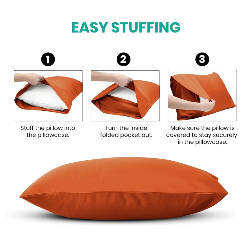 AMEHA 100% Brushed Microfiber Rust Pillow Cases 2 Pack, Super