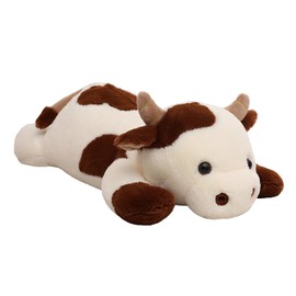 YESGIRL 25.6 inch 5 lbs Cow Weighted Stuffed Animals, Large Weighted Plush Animal, Cute Plush Toy Pillow, Soft Kawaii Plushie Gifts for Adults, Kids, Boys and Girls(Off-White)