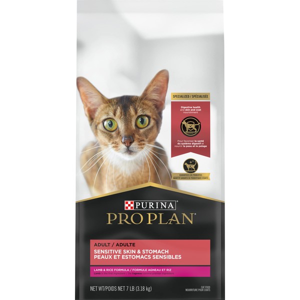Purina Pro Plan Sensitive Skin and Stomach Cat Food, Lamb and Rice Formula - 7 lb. Bag