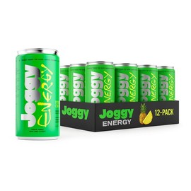 Joggy Clean Energy Drink | Pineapple Crush (12pk) | Organic Pre Workout Beverage with 150mg Guayusa Caffeine & No Added Sugar | Plant-Based, Gluten Free, Non-GMO, Vegan, Non-Jittery Focus Drink