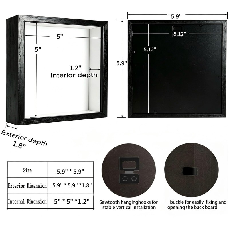 Square Shadow Box,Display Shadow Box with Slot,Featuring