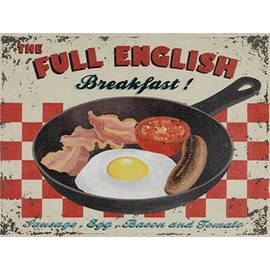 Metallschild zum Aufhängen an der Wand mit der Aufschrift „Full English Breakfast“, Stil: Vintage, Retro