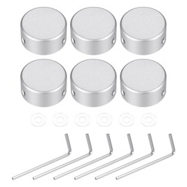 sourcing map 6 Pcs Footswitch Toppers Guitar Pedal Button Caps Metal Footswitch Top Cover 3/8" for Guitar Effects Pedal Buttons, Silver