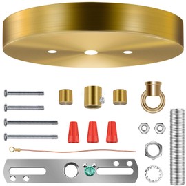 MAYOMAJO 6 Inches Light Canopy Kit with Heavy Duty Replacement Ceiling Cover Plate & Mounting Hardware for Lighting Fixtures Chandelier Pendant Lamp or DIY Project (Brass)