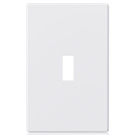 ELEGRP 1-Gang Screwless Toggle Switch Wall Plates, Mid-Size Unbreakable Thermoplastic Faceplate Cover for Wall Switch & Toggle Dimmer Switch, UL Listed (1 Pack, Matte White)