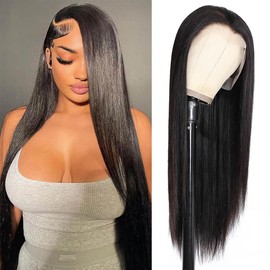 TONGMAY 250% Density HD Lace Front Wigs Human Hair Pre Plucked Bleached Knots 13x4 Transparent Lace Frontal Wig with Baby Hair 12A Straight Human Hair Wigs for Black Women (Natural Color,28 inch)