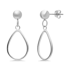Sea of Ice Pendientes de aro de plata de ley con forma de lágrima abierta de 5 mm para mujeres y niñas, Metal,
