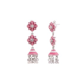 Navicia Rosa Majestic Pink Mosaic Brass Jhumka Earrings