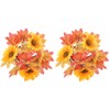 LUOZZY 2 Pcs Harvest Festival Maple Leaf Sunflower Candle Wreath