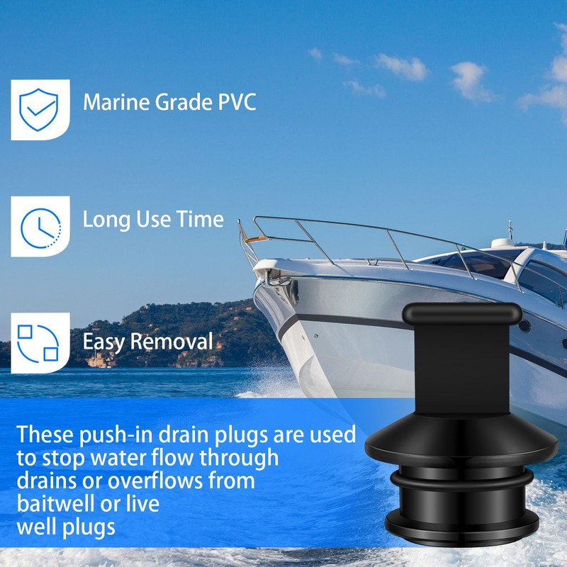 Seenelling 4 Pcs F/1-1/8 Push-in PVC Boat Drain Plug Kit