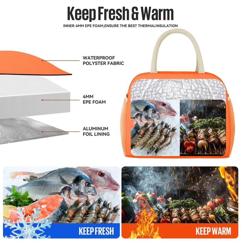 douyadady Lunch Bag Women/Men Lunch Box Women/Men (orange)